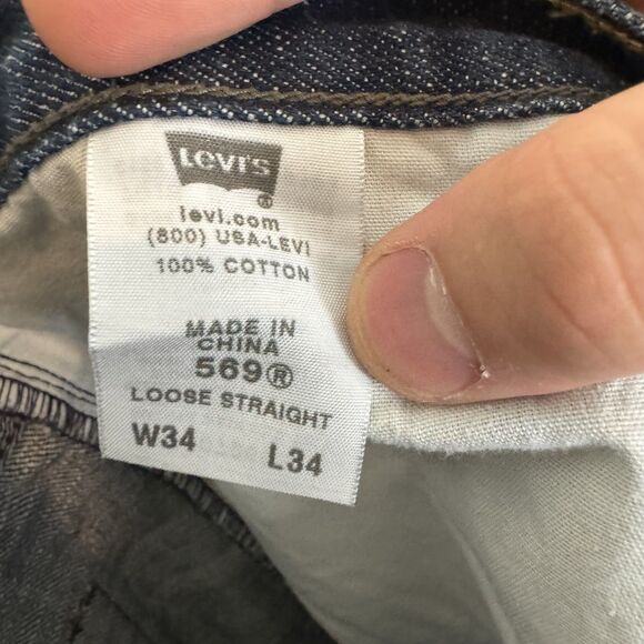 Levi‎ 569 Jeans Men's 34x32 Loose Straight Fit Comfort Medium Wash Denim Western - Picture 11 of 12